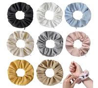 XFSRG 8 Pieces Velvet Elastic Hair Scrunchies with Zipper Bands Ties Ropes Elastic Accessories Soft Hair Accessories for Women or Girls (Set of 2)
