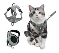 XFSRG Anti-Escape Harness for Kittens and Puppies as Breathable Mesh Vest with Reflective Strips for Outdoor Adventures (Grey M)
