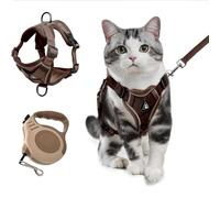 XFSRG Anti-Escape Harness for Kittens and Puppies as Breathable Mesh Vest with Reflective Strips for Outdoor Adventures (Brown S)