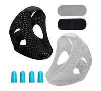 XFSRG Anti Snoring Chin Strap Set Anti Snoring Chin Strap with Anti-Snoring Band Extension with 2 Pairs of Ear Plugs Snoring Solution Breathable Reduction Snore Relief