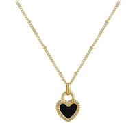 XFSRG Black Heart Necklace for Women Gold Stainless Steel Pendant Elegant and Modern Jewellery Ideal for Original Gifts and Daily Use