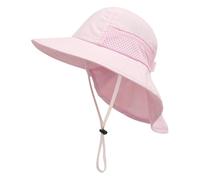XFSRG Blue Summer Baby Hat with Sun Protection Fisherman Hat Child for Sea and Holidays Sun Hat Girl with Adjustable Strap (IT, Alpha JASPO, One Size, Pink)