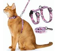 XFSRG Cat Harness and Leash Harness for Cats Adjustable Anti-Escape Training Animals for Cats Small Dogs Puppies Rabbits (Pink)