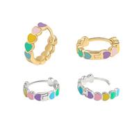 XFSRG Children's Girls' Colourful Heart Stainless Steel Ear Piercing Earring Fashion