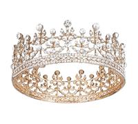 XFSRG Crystal Tiaras Women's Round Princess Crown Retro Elegant Hundreds of Wedding Styling Hair Accessories, one size, Alloy, Cubic Zirconia