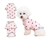 XFSRG Dog Clothes, Girls, Heart Pattern, Polyester Dog Dresses for Small Dogs, Fashionable and Comfortable Dog Clothing for Everyday and Special Occasions (Light Pink, M)