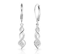 XFSRG Elegant double spiral cubic zirconia earrings, hanging for women, long hanging fine women's jewellery for everyday use and special festive occasions