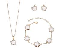 XFSRG Elegant Jewellery Sets for Women Necklace Bracelet and Earrings Copper with Flowers Ideal for All Occasions, Eine Grösse, Cromo, Agate