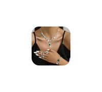 XFSRG Elegant Women's Earrings + Special Women's Necklaces Elegant Bracelet for Special Evenings and Elegant Occasions, Eine Grösse, Chrome, Achat