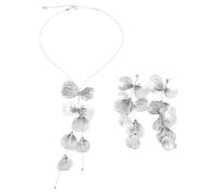 XFSRG Elegant Women's Jewellery Set with Earrings and Flower Necklace for Special Occasions, Eine Grösse, Chrome, Achat