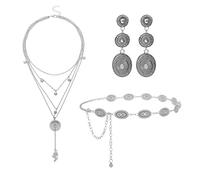 XFSRG Elegant Women's Jewellery Set with Necklace Earrings and Belt for Special Occasions, Taglia unica, Metal, Alloy