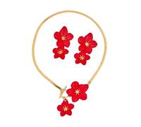 XFSRG Elegant Yellow Flower Women's Jewellery Set Necklace and Earrings Fashion, Eine Grösse, Chrome, Achat