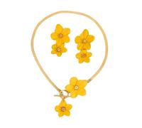 XFSRG Elegant Yellow Flower Women's Jewellery Set Necklace and Earrings Fashion, Eine Grösse, Chrome, Achat
