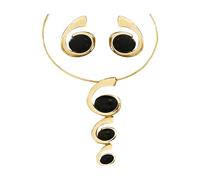 XFSRG Fashionable snail jewellery set with statement necklace and earrings in spiral design, black accents for everyday use and special festive occasions, Alloy Steel