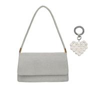 XFSRG Glittering Women's Handbag Clutch Elegant Evening Bag with Pearl Details Perfect for Party Wedding and Special Occasions, silver
