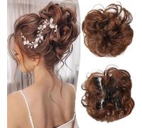 XFSRG Hairpiece Natural Curly Hair Bun Hairpiece Fake Bun with Clip Natural Wig for Women Elegant Hair Styling Accessory for All Occasions (Brown A)