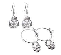 XFSRG Halloween Earrings Women Vintage Gothic Punk Pendants with Classic Halloween Motifs Jewellery for Costume Party and Daily Use, Eine Grösse, Chrome, Achat