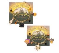 XFSRG Halloween Women's Golden Bracelet with Bat and Witch Charms Costume Jewellery Women's Jewellery for Parties and Celebrations, L, Chrome, Achat