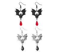 XFSRG Halloween Women's Gothic Earrings Set of Vintage Earrings with Crystals and Bat Design for Parties, Costumes and Daily Style