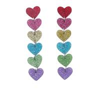 XFSRG Heart-shaped pendant earrings, women's rainbow colours, cute and elegant for street style, photos, dates and music festivals, Acrylic