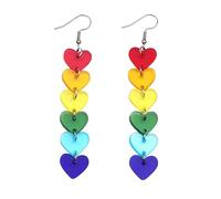 XFSRG Heart-shaped pendant earrings, women's rainbow colours, cute and elegant for street style, photos, dates and music festivals, Acrylic