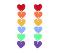 XFSRG Heart-shaped pendant earrings, women's rainbow colours, cute and elegant for street style, photos, dates and music festivals, Acrylic