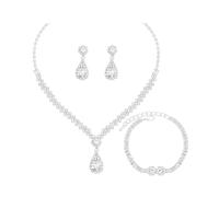 XFSRG Jewelry Sets for Women and Girls Necklace Earring Bracelet Jewelry Set Bridal Party Wedding Bridesmaid