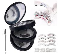 XFSRG Magnetic Eyelashes, 3 Pairs, Artificial Eyelashes, Magnetic Reusable Natural Look, Magnetic Lashes, No Glue, Magnetic Eyelashes Set for Party, Everyday (Black)