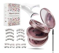 XFSRG Magnetic Eyelashes Extension Kit Natural Magnetic Eyelashes Reusable with Applicator Brush Easy to Put on and Remove Without Glue (Pink)