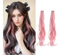 XFSRG Natural Coloured Rainbow Highlights Curly Hair Extension Synthetic Hairpieces for Children Women Girls Party Festival Cosplay