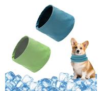 XFSRG Pack of 2 Cooling Collars for Dogs, Breathable Mesh Cooling Dog Collar, Neckerchief, Summer Cooling Scarves for Pets, Outdoor Activities (Blue + Green / L)