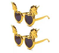 XFSRG Pack of 2 Creative Unicorn Heart Glasses Funny Funny Sunglasses Crazy Sunglasses Funny & Comfortable for Party Selfie & Props (Transparent)