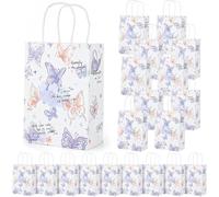 XFSRG Pack of 20 Butterfly Gift Bags Children's Birthday Party Bags Children's Birthday Butterfly Decoration for Girls Birthday (Purple 1)