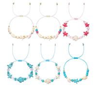 XFSRG Pack of 6 Ocean Series Bracelet Women's Starfish Shell Turtles Bohemian Style Ocean Handmade Woven Bracelets