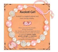XFSRG Pink Pearl Bracelet for Girls with Rhinestones and Natural Stone Beads as Cute Salamander Design Children's Jewellery Perfect as a Cute Gift or Special Decoration