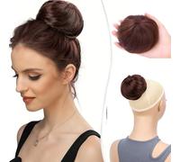 XFSRG Ponytail Extension Hairpieces Synthetic Hair Piece Straight Bun Hairpiece Natural Hair Elastic Hair Accessories for Women(Dark Brown)