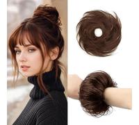 XFSRG Ponytail Hair Extension Elastic Wavy Natural Fake Hair Ponytail Piece Synthetic Hairpieces for Women Girls (Light Brown)