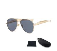 XFSRG Retro Metal Sunglasses Women's UV400 Protective Function Metal Frame Sunglasses with Case and Cleaning Cloth for Driving and Travel, gray