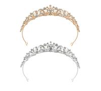 XFSRG Set of 2 Rhinestone Tiaras, Women's High Quality Hair Accessories, Crown, Elegant for Weddings, Adult, Birthdays