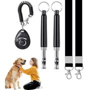 XFSRG Set of 2 Training Whistles for Dogs, 1 Clicker Dogs Training, Professional Ultrasonic Dogs Adjustable Frequencies with 2 Lanyards