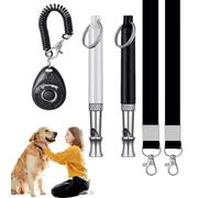 XFSRG Set of 2 Training Whistles for Dogs, 1 Clicker Dogs Training, Professional Ultrasonic Dogs Adjustable Frequencies with 2 Lanyards