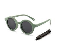 XFSRG Sunglasses Teenager Girls Round Retro Sunglasses UV400 Protection Silicone Frame for Boys and Girls, Green, Eine Grösse