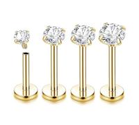 XFSRG Titanium Ear Piercing Women's Elegant Crystal Zircon Needle Piercing Fashion Costume Jewellery, Titanium