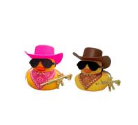 XFSRG Wedding Gifts for Bride and Groom, Cowboy Bath Duck Set, Funny Squeaky Ducks with Hat and Sunglasses, Small Gift for Wedding, Unique Bridal Accessories (Brown + Pink)