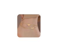 XFSRG Women's Anklet Heart and Love Gold Elegant Stainless Steel Anklet for All Occasions, 2, Cromo, Agate