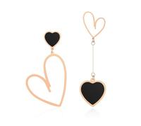 XFSRG Women's Asymmetric Heart Drop Earrings in Gold Metal and Coloured Enamel for All Occasions, Eine Grösse, Cromo, Agate