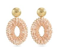 XFSRG Women's Bohemian Round Beaded Oval Crystal Weave Earrings Ethnic Jewellery Earrings Large Elegant Jewellery Summer Party Wedding Jewellery Accessories, L, Chrome, Achat