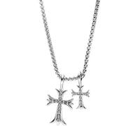 XFSRG Women's Choker Necklace with Cross Pendant in Stainless Steel - Elegant Choker Necklace for All Occasions - Fashion Jewellery for Girls and Women, 0.1, Zinc