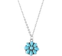 XFSRG Women's Choker Necklace with Turquoise Flower Pendant, Summer Stainless Steel Necklace, Elegant Silver Chain for Any Occasion, 0.1, Zinc