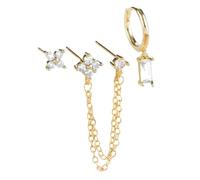 XFSRG Women's Copper Drop Earrings with Chain and Shiny Crystals for All Occasions, Eine Grösse, Cromo, Agate
